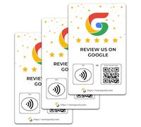 NFC Business Review Cards 3 Pack - Contactless Smart Tap & QR Code - Compatible with Google Review System - Reusable Feedback Tool for Shops, Restaurants, Local Business - Works with All Phones