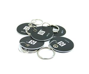 NFC Hang Tags, 30mm, NXP NFC chip, 180 byte, black, ideal for device/profile control (Wlan, Bluetooth, Apps), compatible with all NFC smartphones and tablets