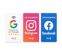 NFC Social Media Bundle Cards - Google Review, Instagram Follow & Facebook Follow Cards for Businesses, Shops, Cafes, Salons & Restaurants - Easy Tap Setup