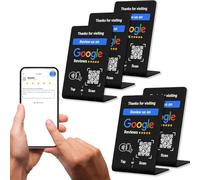 NFC Tag GoogleReview Stand - Boost Customer Feedback with Tap & Scan QR - No App, No Subscription - Works on iPhone & Android (Black, 4.13"x2.75" - 5 Pack)