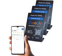 NFC Tag GoogleReview Stand - Boost Customer Feedback with Tap & Scan QR - No App, No Subscription - Works on iPhone & Android (Black, 4.13"x2.75" - 3 Pack)