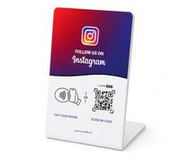 NFC Tap on Instagram Stand, Compact 4.1"x2.7" | Follow Us NFC Tab or QR Code, Contactless Engagement, No App Required, Social Media Marketing Tool
