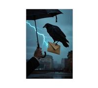 NFDVFHFRQ Abstract City Messenger Crow (1) Canvas Poster Wall Art Decor Print Picture Paintings for Living Room Bedroom Decoration 20x30inch(50x75cm)