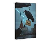 NFDVFHFRQ Abstract City Messenger Crow (1) Canvas Poster Wall Art Decor Print Picture Paintings for Living Room Bedroom Decoration 16x24inch(40x60cm)