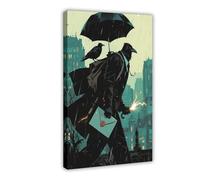 NFDVFHFRQ Abstract City Messenger Crow (3) Canvas Poster Wall Art Decor Print Picture Paintings for Living Room Bedroom Decoration 08x12inch(20x30cm)