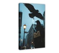NFDVFHFRQ Abstract City Messenger Crow (4) Canvas Poster Wall Art Decor Print Picture Paintings for Living Room Bedroom Decoration 16x24inch(40x60cm)