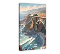 NFDVFHFRQ Big Sur Travel Canvas Poster Wall Art Decor Print Picture Paintings for Living Room Bedroom Decoration 24x36inch(60x90cm)
