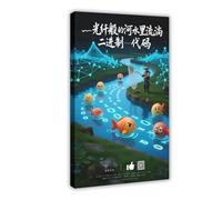 NFDVFHFRQ Binary Code Flowing in The River (2) Canvas Poster Bedroom Decor Landscape Office Room Decor Gift 24x36inch(60x90cm)