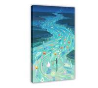 NFDVFHFRQ Binary Code Flowing in The River (4) Canvas Poster Bedroom Decor Landscape Office Room Decor Gift 08x12inch(20x30cm)