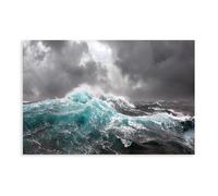 NFDVFHFRQ Blue Ocean Storm Wave Canvas Poster Bedroom Decor Landscape Office Room Decor Gift 12x18inch(30x45cm)