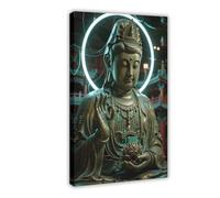 NFDVFHFRQ Bronze Buddha Statue (4) Canvas Poster Wall Art Decor Print Picture Paintings for Living Room Bedroom Decoration 24x36inch(60x90cm)