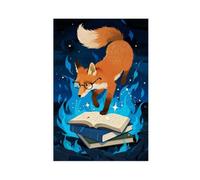NFDVFHFRQ Flame Fox Reading Books (1) Canvas Poster Bedroom Decor Landscape Office Room Decor Gift 08x12inch(20x30cm)