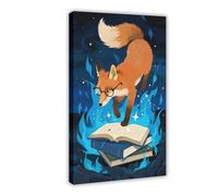 NFDVFHFRQ Flame Fox Reading Books (1) Canvas Poster Wall Art Decor Print Picture Paintings for Living Room Bedroom Decoration 24x36inch(60x90cm)