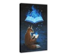 NFDVFHFRQ Flame Fox Reading Books (2) Canvas Poster Bedroom Decor Landscape Office Room Decor Gift 24x36inch(60x90cm)