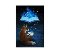 NFDVFHFRQ Flame Fox Reading Books (2) Canvas Poster Wall Art Decor Print Picture Paintings for Living Room Bedroom Decoration 24x36inch(60x90cm)