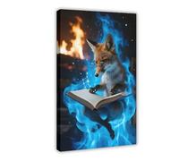 NFDVFHFRQ Flame Fox Reading Books (3) Canvas Poster Bedroom Decor Landscape Office Room Decor Gift 16x24inch(40x60cm)