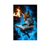 NFDVFHFRQ Flame Fox Reading Books (3) Canvas Poster Wall Art Decor Print Picture Paintings for Living Room Bedroom Decoration 20x30inch(50x75cm)