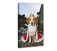 NFDVFHFRQ The Stray Dog Wearing A Crown Canvas Poster Wall Art Decor Print Picture Paintings for Living Room Bedroom Decoration 12x18inch(30x45cm)