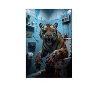 NFDVFHFRQ Tiger Terror Toilet (2) Canvas Poster Wall Art Decor Print Picture Paintings for Living Room Bedroom Decoration 20x30inch(50x75cm)