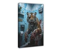 NFDVFHFRQ Tiger Terror Toilet (2) Canvas Poster Wall Art Decor Print Picture Paintings for Living Room Bedroom Decoration 08x12inch(20x30cm)