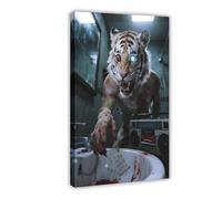 NFDVFHFRQ Tiger Terror Toilet (4) Canvas Poster Wall Art Decor Print Picture Paintings for Living Room Bedroom Decoration 08x12inch(20x30cm)