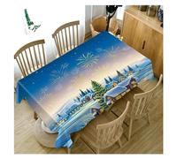NFEKLFI christmas table cloth Rectangular Santa Dining Tablecloth Christmas Eve Blue New Year Home Party Antifouling Wedding Decoration Nappe De Table(2,140x200cm55x78inch)
