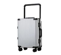 NFEKLFI Medium Suitcase Luggage 20/22/24 Inch Wide-Handle Aluminum Frame, Large Capacity Business Suitcase(Silver,22Inches 550mm)