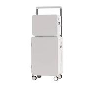 NFEKLFI Medium Suitcase Luggage Set 20+14" 24+14" with Cup Holder Lock 360° Wheels Side-Standing Foot Hook PC+ABS Suitcase Travel Case(White,24 Inches)