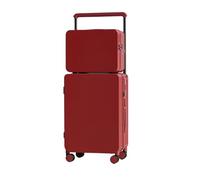 NFEKLFI Medium Suitcase Luggage Set 20+14" 24+14" with Cup Holder Lock 360° Wheels Side-Standing Foot Hook PC+ABS Suitcase Travel Case(Red,20 INCHES)