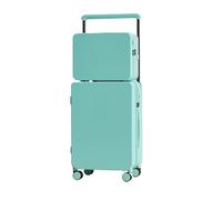 NFEKLFI Medium Suitcase Luggage Set 20+14" 24+14" with Cup Holder Lock 360° Wheels Side-Standing Foot Hook PC+ABS Suitcase Travel Case(Blue,24 Inches)