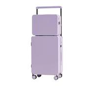 NFEKLFI Medium Suitcase Luggage Set 20+14" 24+14" with Cup Holder Lock 360° Wheels Side-Standing Foot Hook PC+ABS Suitcase Travel Case(Purple,24 Inches)