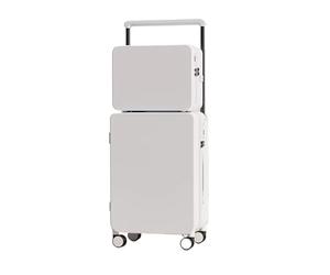 NFEKLFI Medium Suitcase Luggage Set 20+14" 24+14" with Cup Holder Lock 360° Wheels Side-Standing Foot Hook PC+ABS Suitcase Travel Case(White,20 INCHES)