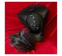 NFEKLFI Tricorn Hat Pirate Hat Retro Gothic Countess Pearl Triangle CosPlay Feather Costume Accessories Props(Color05)