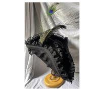 NFEKLFI Tricorn Hat Pirate Hat Retro Gothic Countess Pearl Triangle CosPlay Feather Costume Accessories Props(Color02)