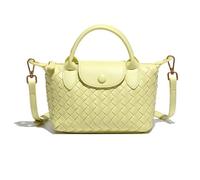 NFengHe Small Woven Crossbody Bags Purse for Women Trendy Leather Dumpling Lightweight Mini Handbag, Yellow