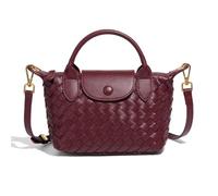 NFengHe Small Woven Crossbody Bags Purse for Women Trendy Leather Dumpling Lightweight Mini Handbag, A-wine, Mini