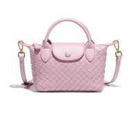 NFengHe Small Woven Crossbody Bags Purse for Women Trendy Leather Dumpling Lightweight Mini Handbag, Pink