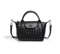 NFengHe Small Woven Crossbody Bags Purse for Women Trendy Leather Dumpling Lightweight Mini Handbag, A-black, S