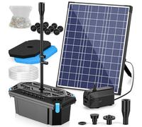 NFESOLAR Pond Filter Fountain, 20W Solar Filter Fountain with120 GPH Submersible Pump, 16.4ft Long Cable, 6.6ft Tubing for Outdoor Koi Pond, Fish Tank and Garden Water Features N3322