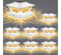 NFEVER Solar Post Cap Lights : 8 Pack Bright 2 Modes LED Solar Fence Deck Lights 3.5x3.5 4x4 4.5x4.5 5x5 Wooden Posts, IP65 Waterproof Solar Powered Lights Garden Porch Patio Step Decor, White