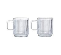Nff Glass Cup, Lead-Free Clear Glass Coffee Mug Set Of 2, Vertical Stripes With Handle Crystal Glass Tea Cups For Water, Milk, Juice, Coffee, Tea, 340ML (Color : Transparent)