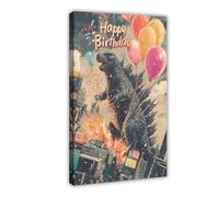 NFFBGFD Artistic Godzilla Stomp Birthday Canvas Poster Wall Art Print Picture Paintings 12x18inch(30x45cm)