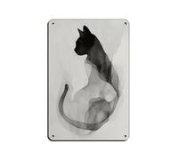 NFFBGFD Black And White Cat Print, Watercolor Paint Tin Sign Vintage Metal Pub Club Cafe Bar Home Wall Art Decoration Poster Retro 8x12inch(20x30cm)