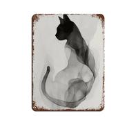 NFFBGFD Black And White Cat Print, Watercolor Paint Tin Sign Vintage Metal Pub Club Cafe Bar Home Wall Art Decoration Poster Retro 12x16inch(30x40cm)