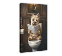 NFFBGFD Cairn Terrier On Toilet Canvas Poster Wall Art Print Picture Paintings 08x12inch(20x30cm)