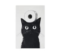 NFFBGFD Cat With A Toilet Paper Roll on The Head Canvas Poster Bedroom Decor Landscape Decor Gift 08x12inch(20x30cm)