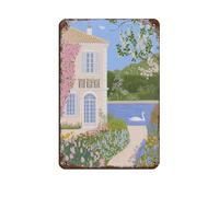 NFFBGFD Coastal Garden Wall Art Print, French Riviera Digital Download Tin Sign Vintage Metal Pub Club Cafe Bar Home Wall Art Decoration Poster Retro 8x12inch(20x30cm)