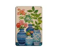 NFFBGFD Flowers in A Tile Vase Wall Art Tin Sign Vintage Metal Pub Club Cafe Bar Home Wall Art Decoration Poster Retro 8x12inch(20x30cm)