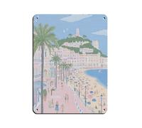 NFFBGFD French Riviera Beach Print Tin Sign Vintage Metal Pub Club Cafe Bar Home Wall Art Decoration Poster Retro 12x16inch(30x40cm)