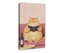 NFFBGFD Grumpy Cat Reading Poster, Canvas Poster Wall Art Print Picture Paintings 12x18inch(30x45cm)